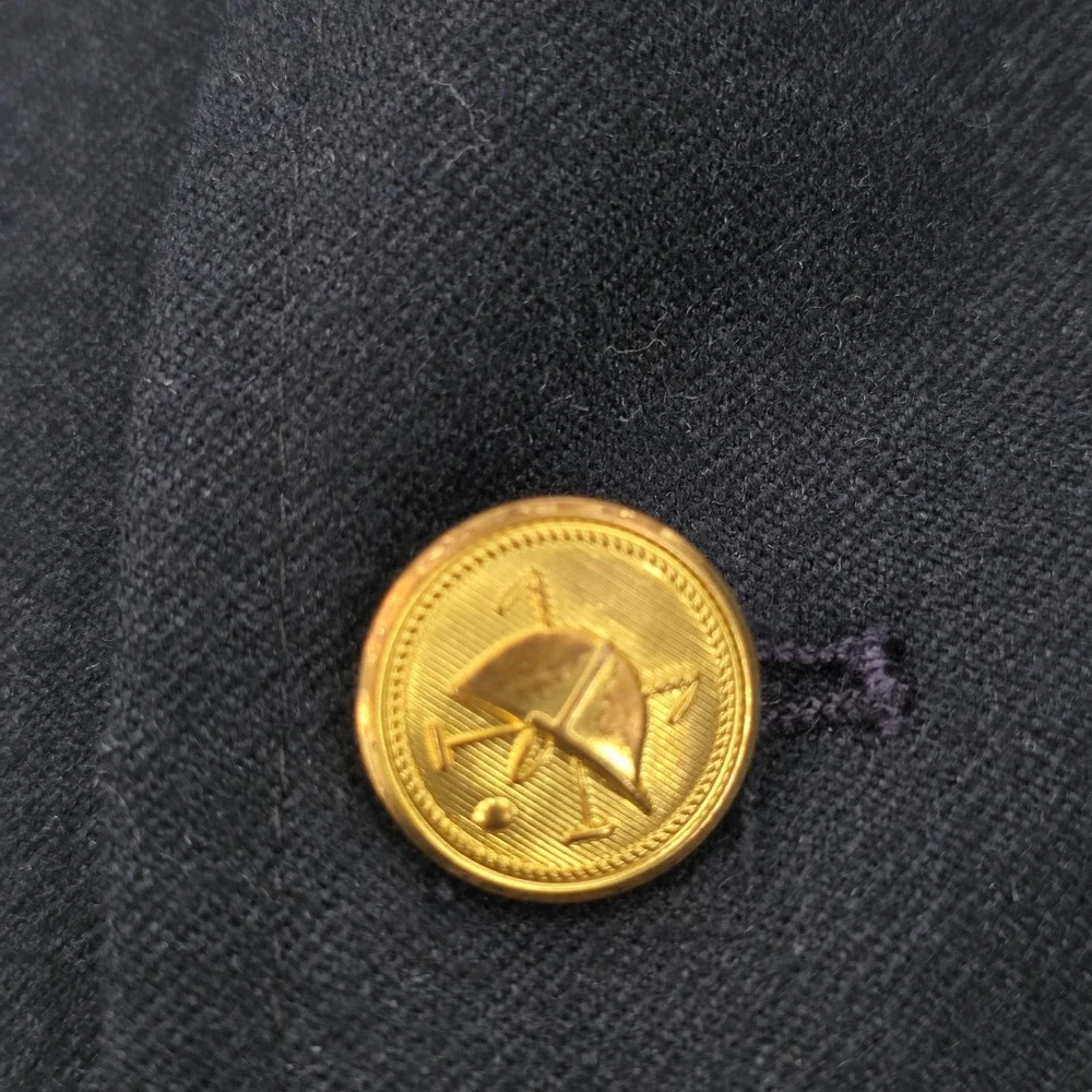 VTG Polo Ralph Lauren Navy Blue Blazer Gold Crest Buttons Made In USA Wool